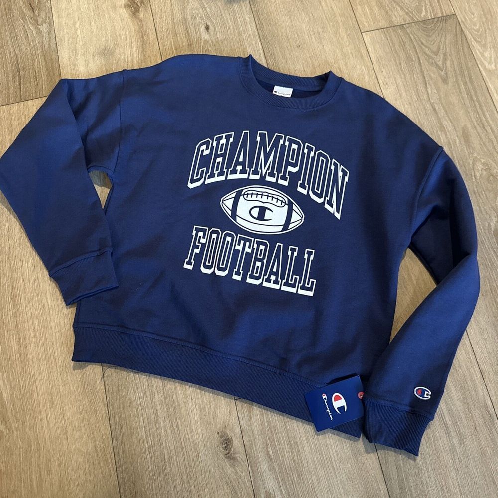 Champion Football‎ Women's Long Sleeve Sweatshirt Navy Blue Size Small